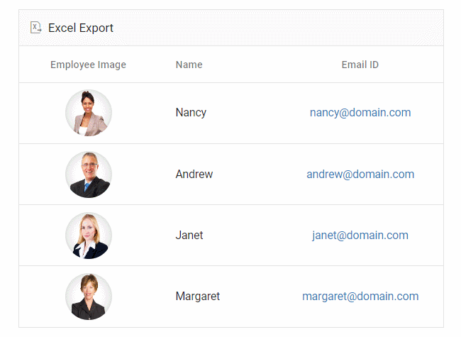 Exporting a Grid Column Template with Image and Hyperlink