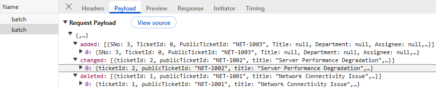 Batch Update Operation Payload