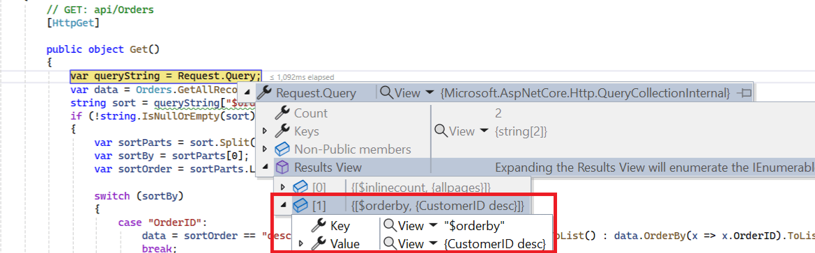 Descending sort query format in WebApiAdaptor