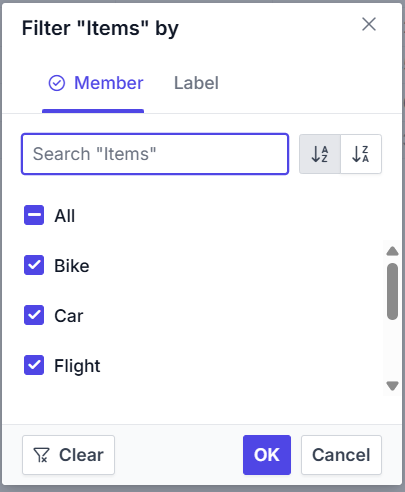 Open the Filter dialog