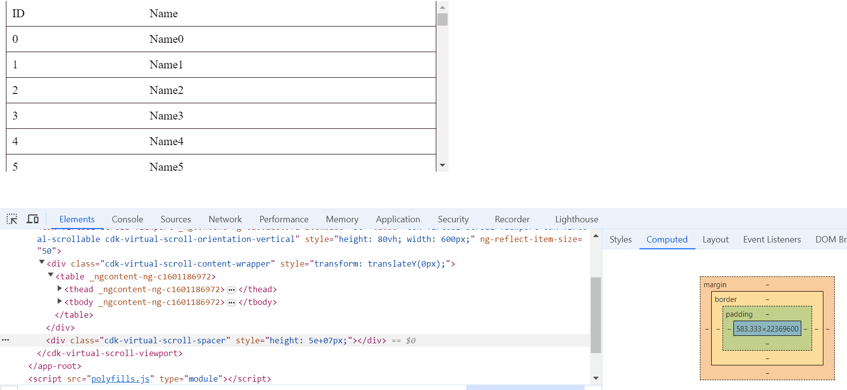 Browser height limitation in HTML table of Chrome