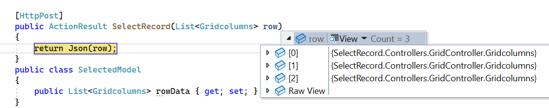 Pass selected records to server using ajax