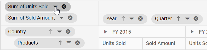 Aggregation icon in grouping bar