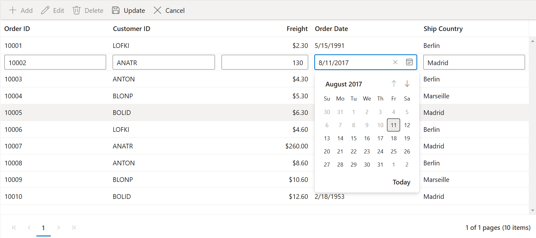Disable the date value