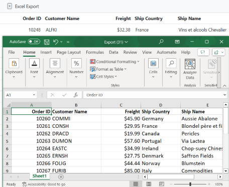 Binding custom data source while exporting