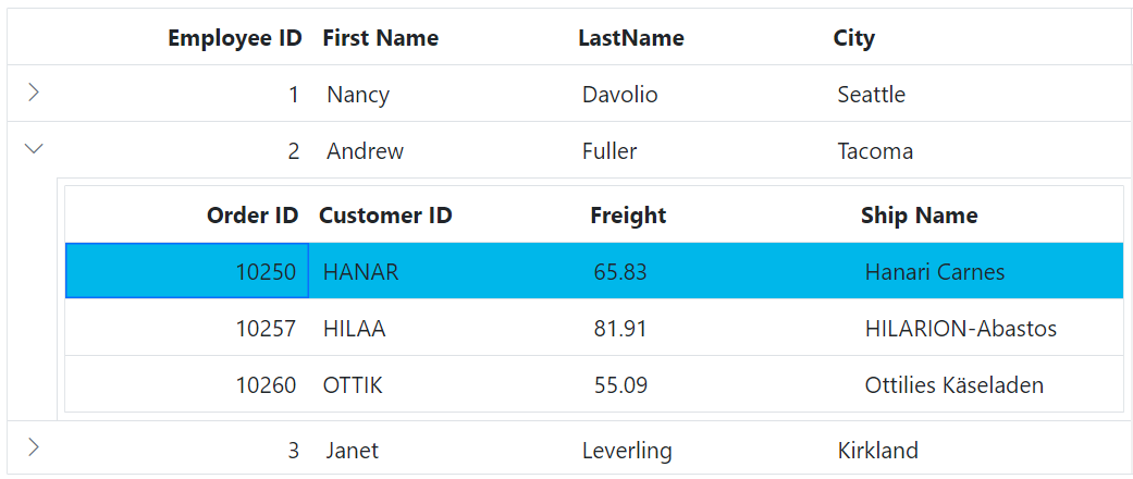 Child Grid row selection in ASP.NET MVC.