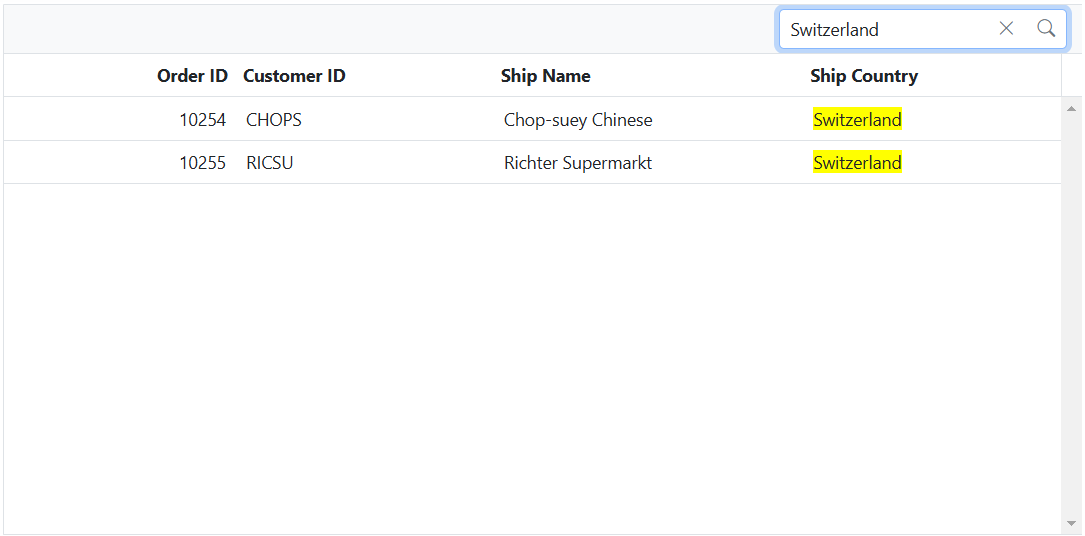 Highlight the search text