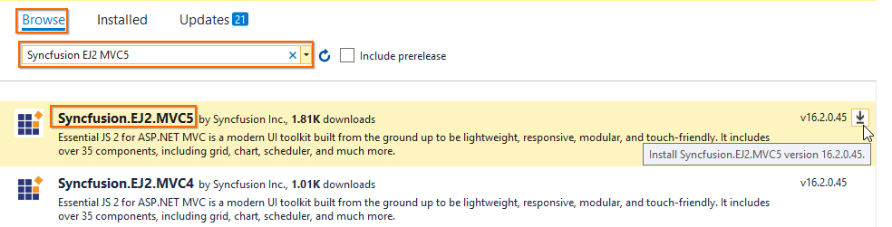 aspnetmvc5 install nuget package
