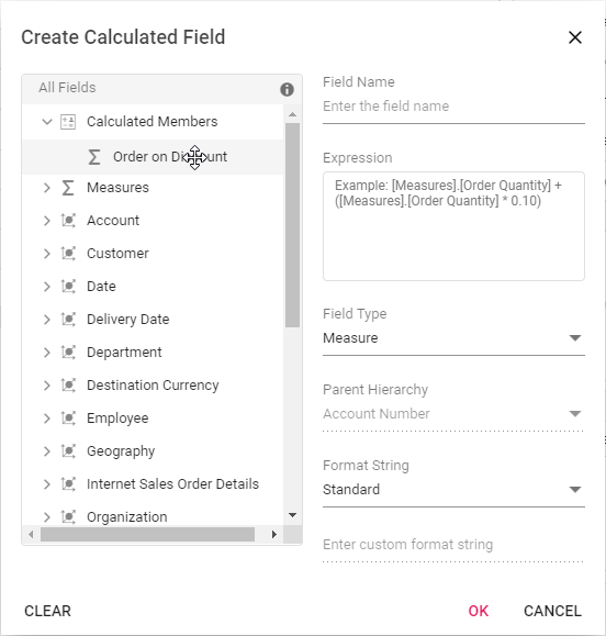Renaming the calculated field before editing