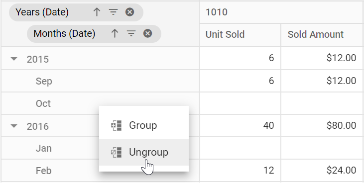 Date ungroup option