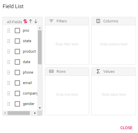 Show field list when pivot table is empty
