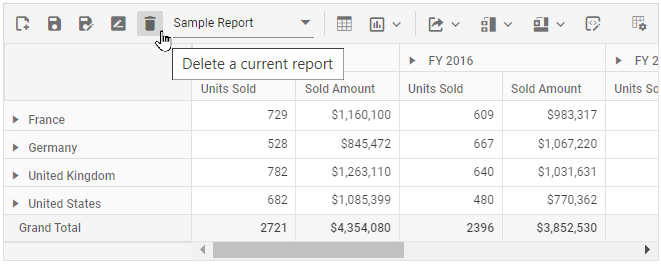 Deleting a report from the SQL database