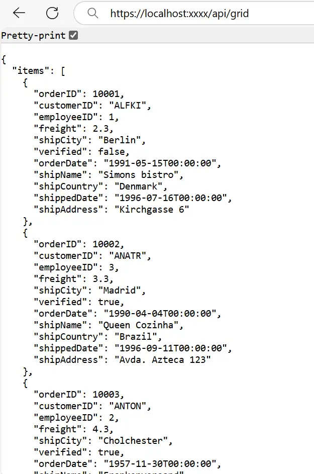 WebApiAdaptor Data