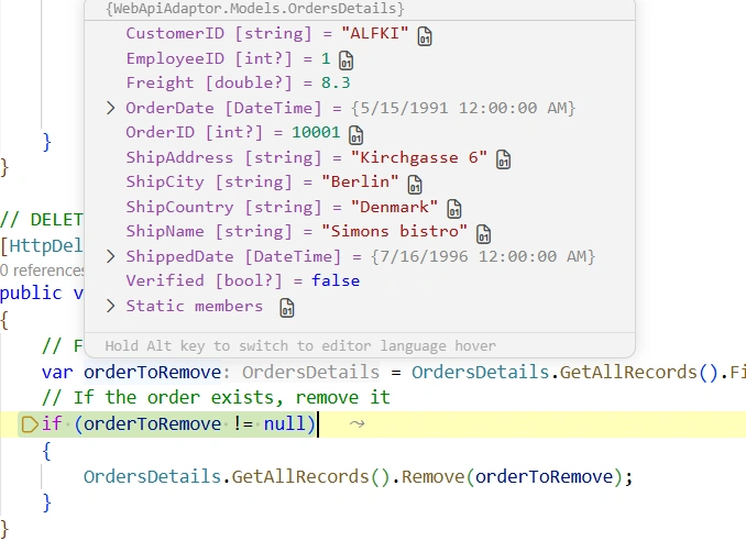 Delete operation in Blazor Pivot Table using WebApiAdaptor