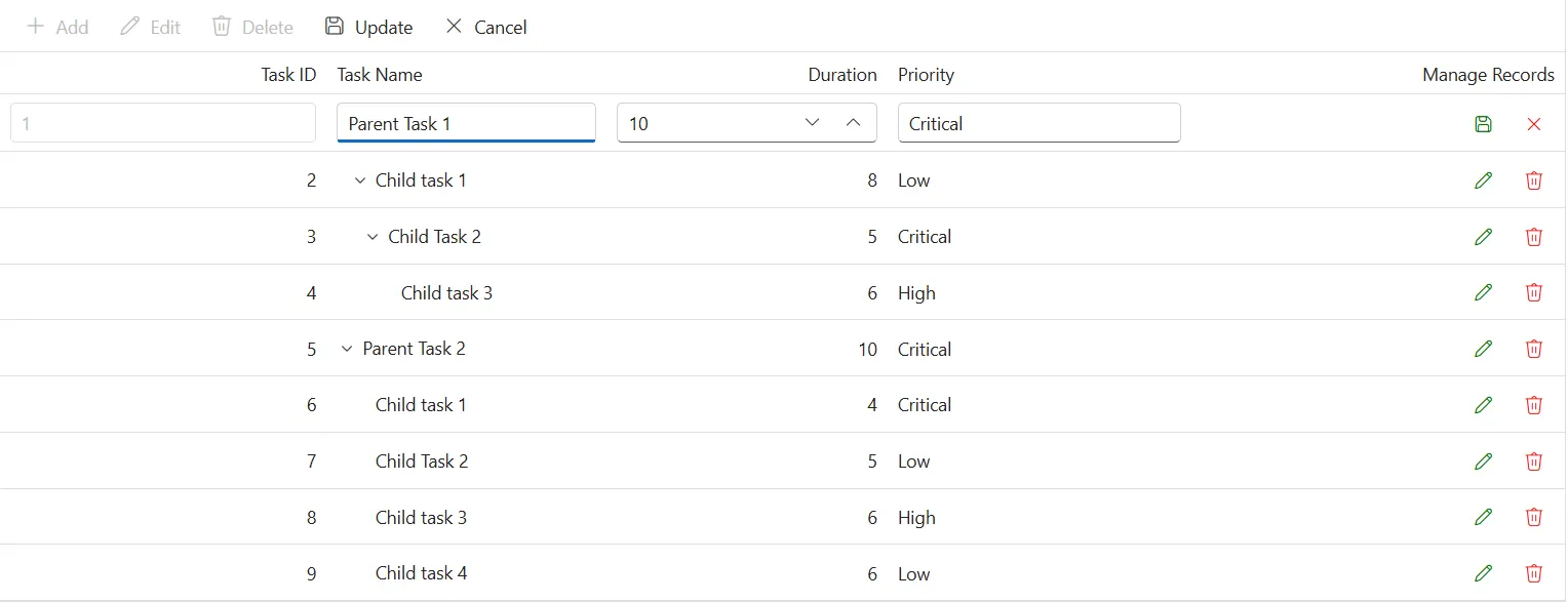 Command buttons with custom edit and save icon colors