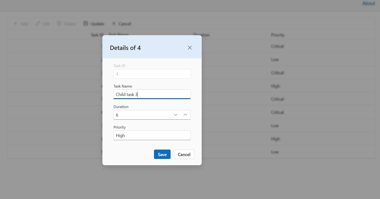 Edit dialog header with custom background color