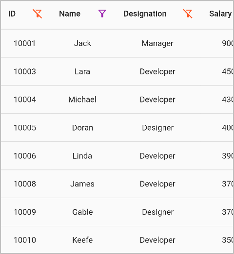 flutter datagrid with custom filter icon