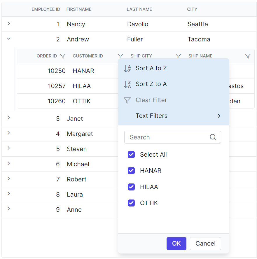 Child grid excel filter dialog number filters element