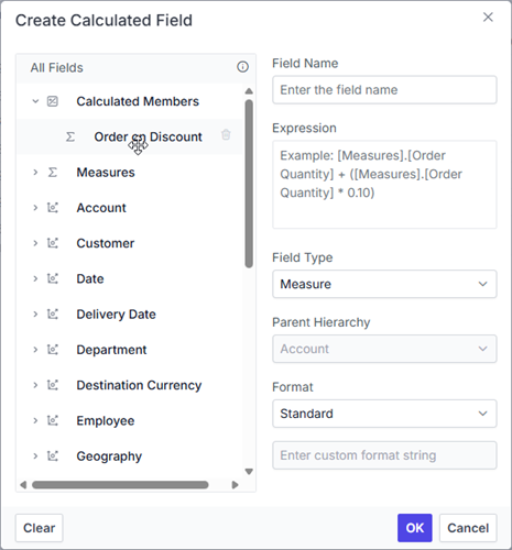 Renaming the calculated field before editing