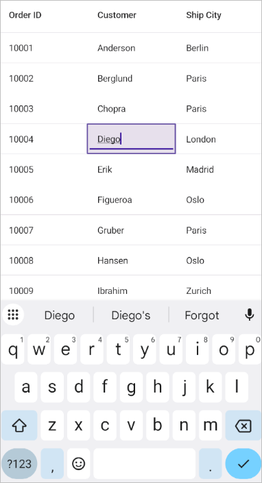 DataGrid with editing