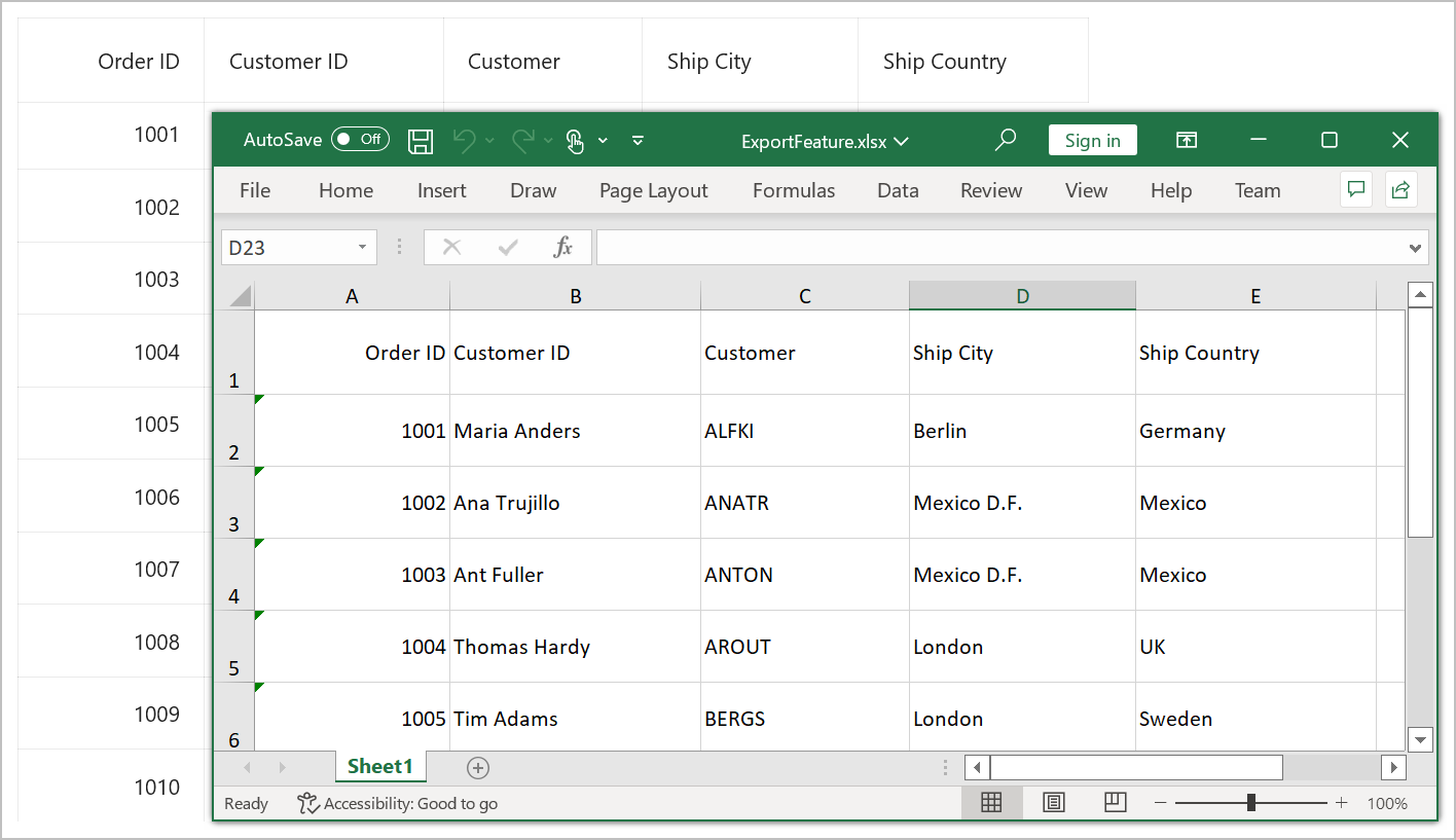 Export DataGrid to Excel format