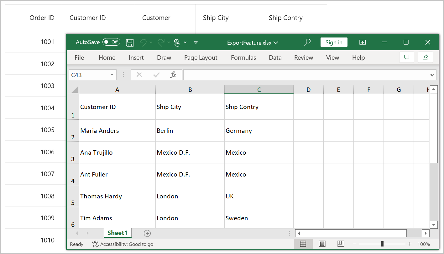 Exclude columns when exporting