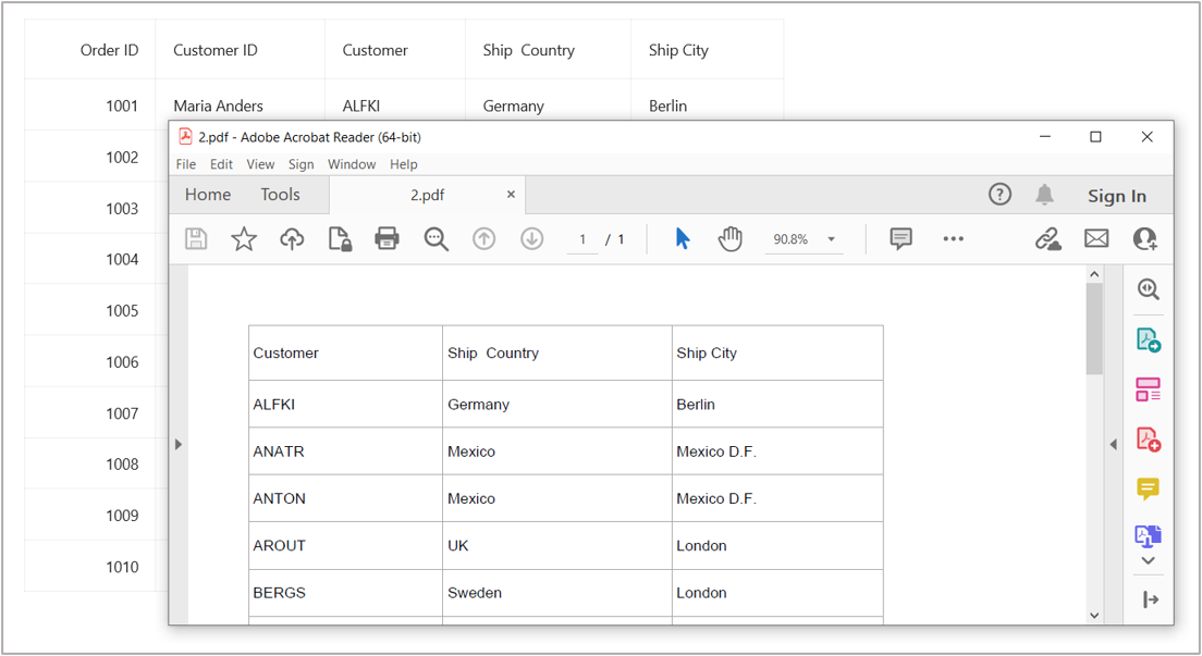 Export DataGrid to PDF format with certain columns excluded