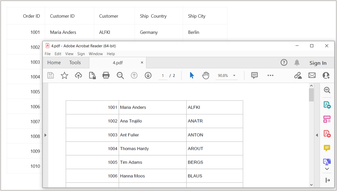 Export DataGrid to PDF format without column header cells