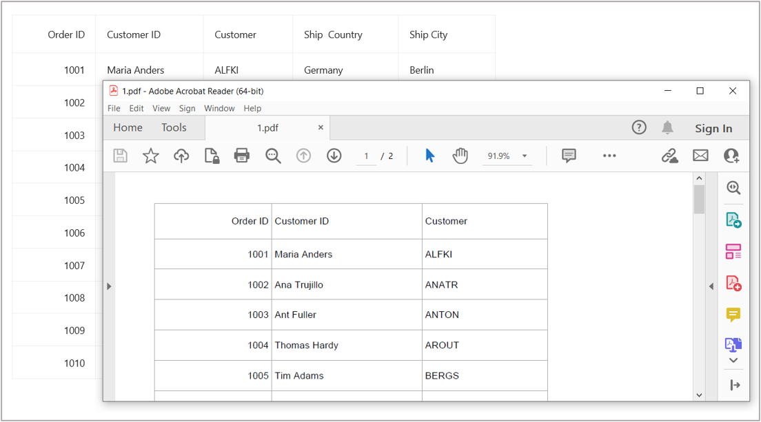 Export DataGrid to PDF format