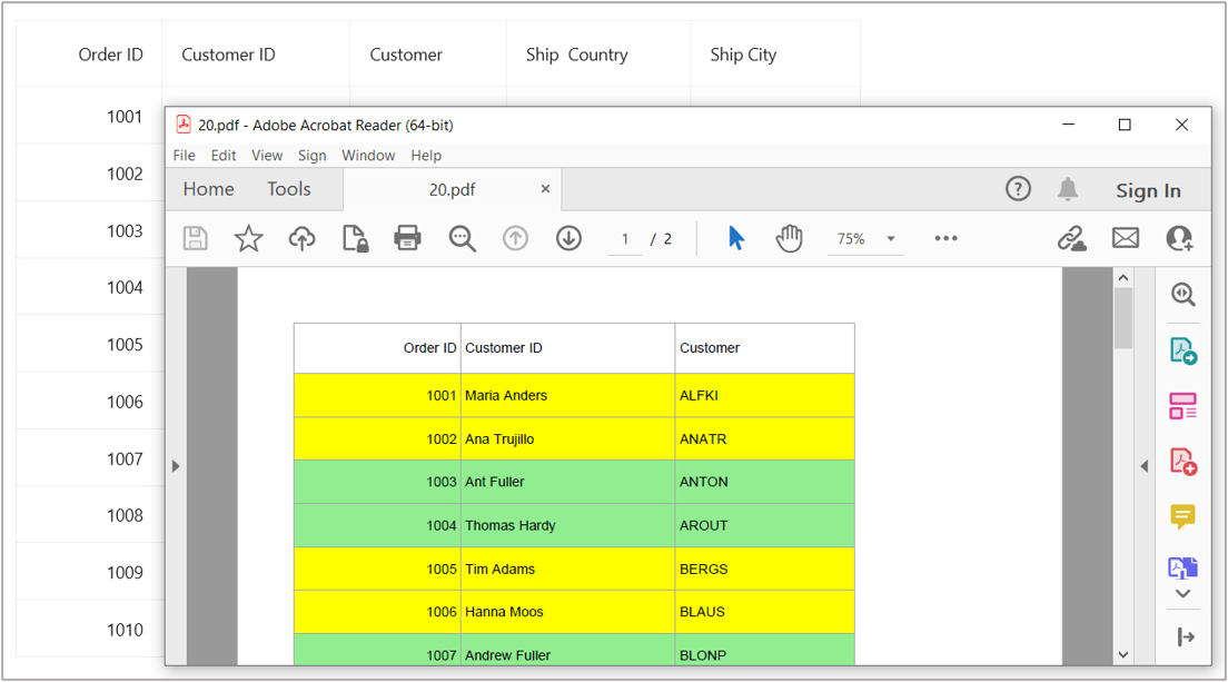 Customize the grid rows while exporting using the RowExporting event
