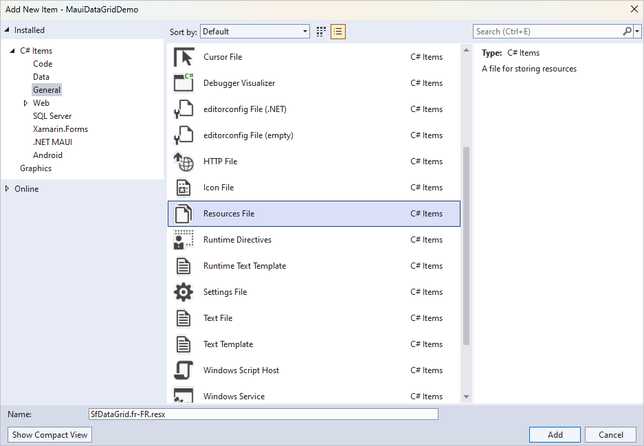 Resources folder structure in project