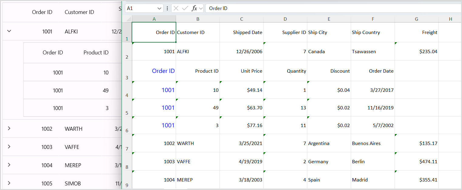 Customizing DetailsViewDataGrid while exporting to Excel in DataGrid