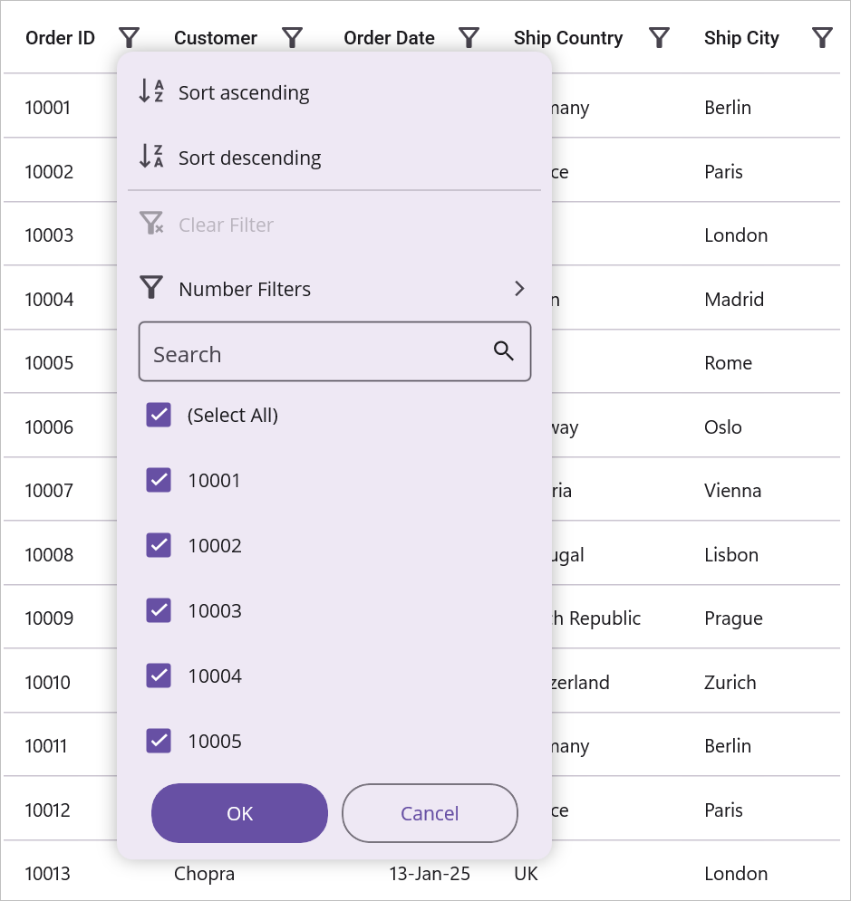 customize the sorting text