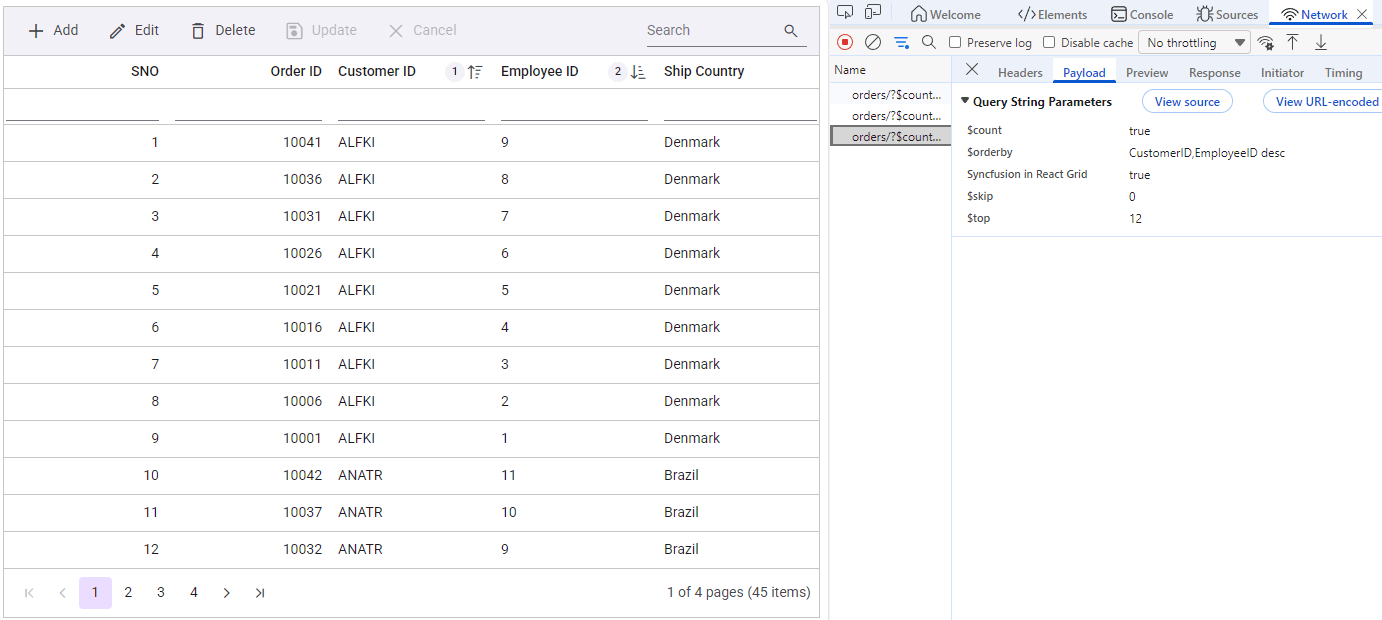 Multi column sorting query