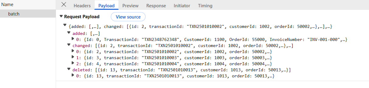 Update Operation Payload