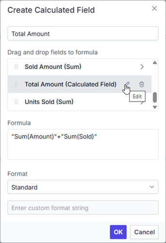 Editing the calculated field formula