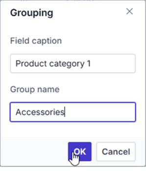 Grouping settings applied for nested custom grouping