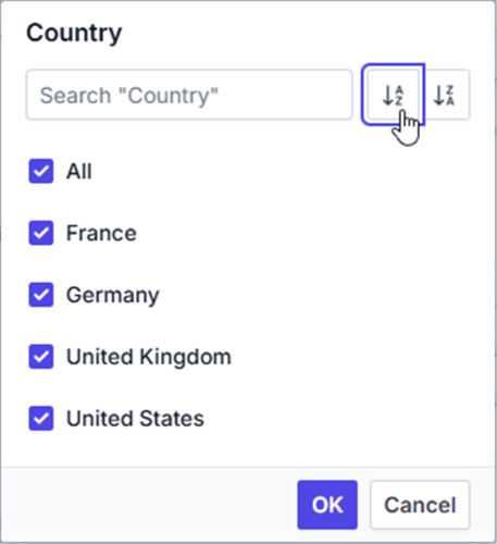 Member sorting options
