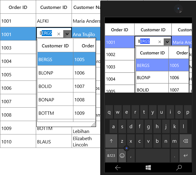 Displaying GridMultiColumnDropDownList with filtered items in UWP SfDataGrid
