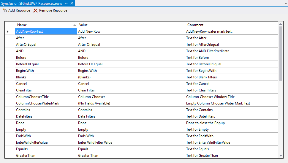UWP DataGrid resources