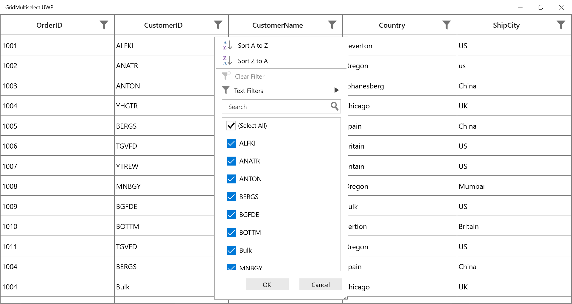 Customize the FilterPopup in DataGrid UWP