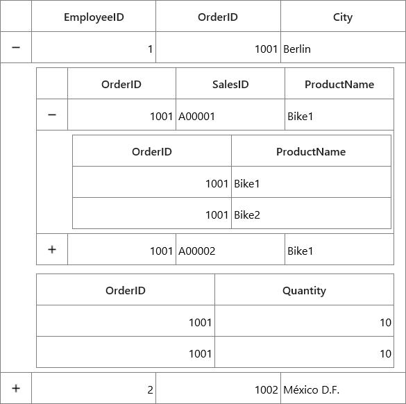 UWP DataGrid shows master details view