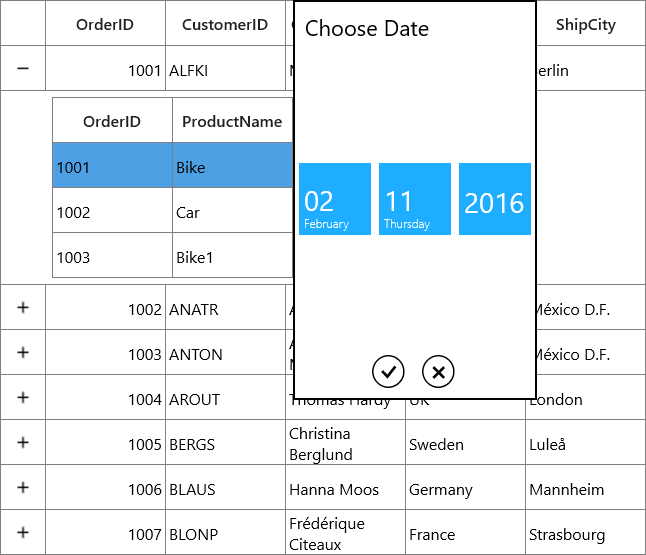 custom column in master details view of UWP DataGrid