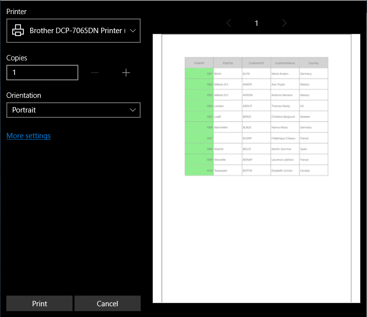 Column styling with AllowPrintByDrawing enabled while printing in UWP DataGrid