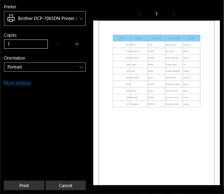 UWP DataGrid displaying custom style for using AllowPrintStyles API while printing