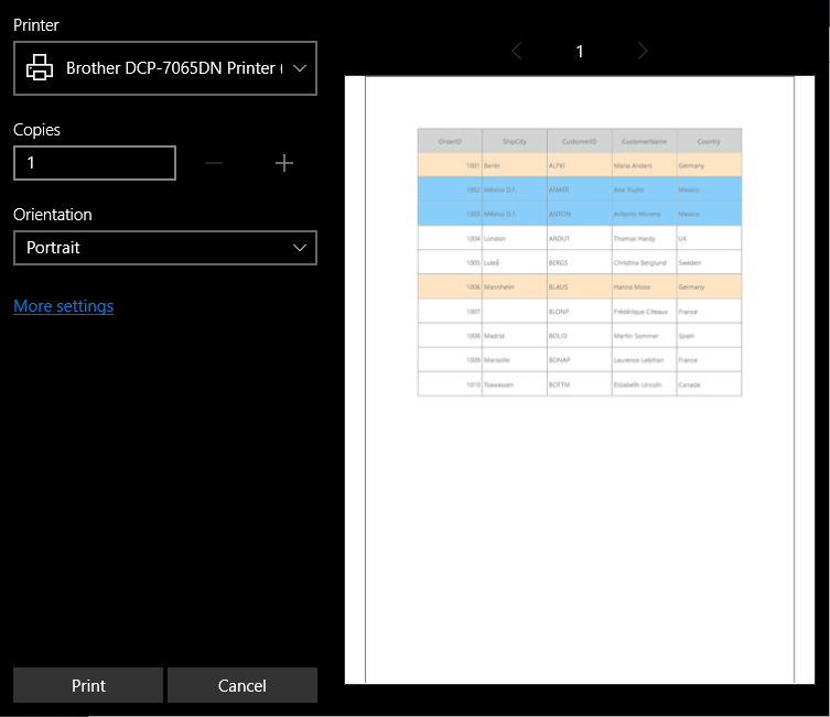 Row styling with AllowPrintByDrawing disabled while printing in UWP DataGrid