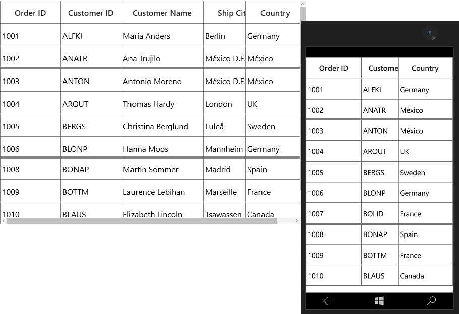 Show the differentiation of Frozen Rows and Fotter Rows from normal rows
