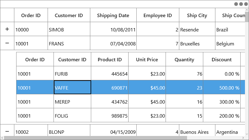 Selection in Master-Details View in UWP DataGrid