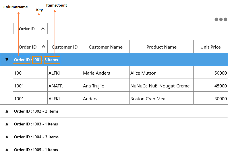 Built-in caption summary in UWP DataGrid