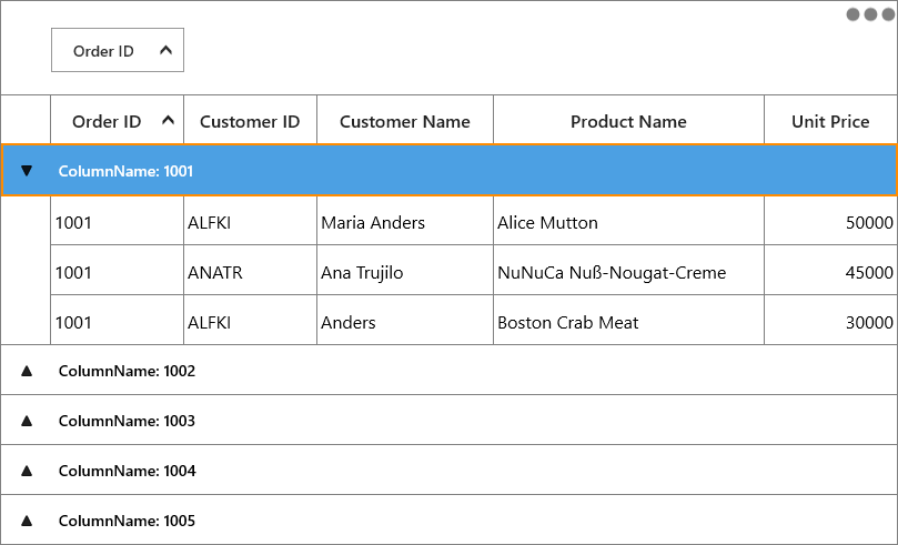 Caption summary formatting using GroupCaptionTextFormat in UWP DataGrid